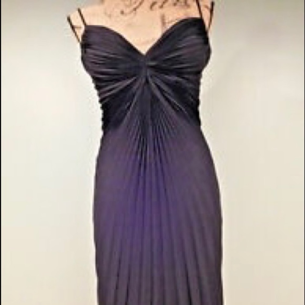 CK Calvin Klein Black Pleated Ruched High Low Dress